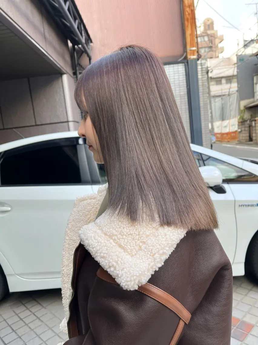 ミディアム カラー 透明感カラー グレージュ HIYOSHI　✂︎ 艶髪職人のヘアスタイル