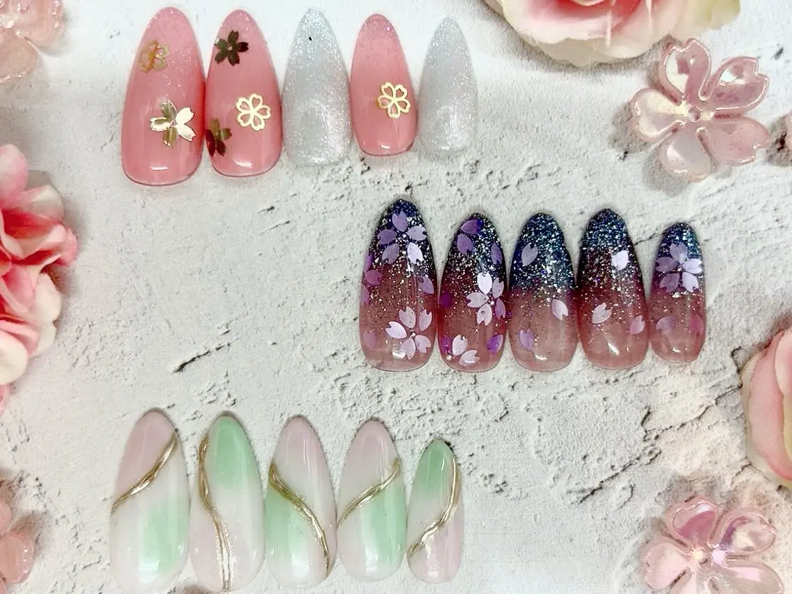 ネイル 桜ネイル パステルネイル 春ネイル RIKA@salon newsproutのネイルデザイン