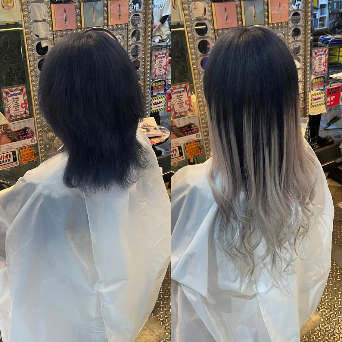 ロング カラー ヘアアレンジ シールエクステ グラデーションカラー ハイトーンカラー エクステ 🌈派手髪エクステ ブレイズ🌈ひろとのヘアスタイル