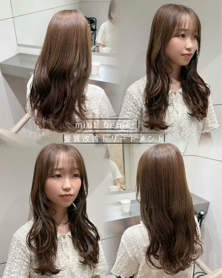 ミディアム カラー ベージュカラー 透明感カラー ダブルカラー ミント ミントベージュ カット ヘアカラー トリートメント 縮毛矯正/トレンド カラー🎀✨MIHOのヘアスタイル
