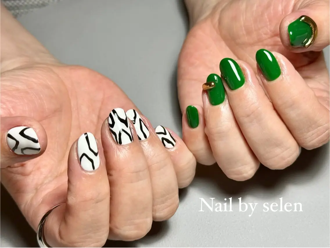 ネイル アートネイル ジェルネイル マグネットネイル ミラーネイル 持ち込み ハンドネイル Nail by selenのネイルデザイン