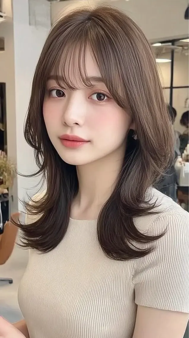 ロング 縮毛矯正 絶対綺麗な暖色カラー 🎯あります✨増渕✨のヘアスタイル
