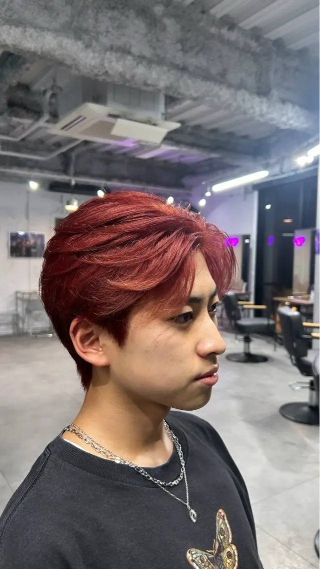ショート カラー ブラウンカラー レッドカラー 韓国特化 なおきのヘアスタイル