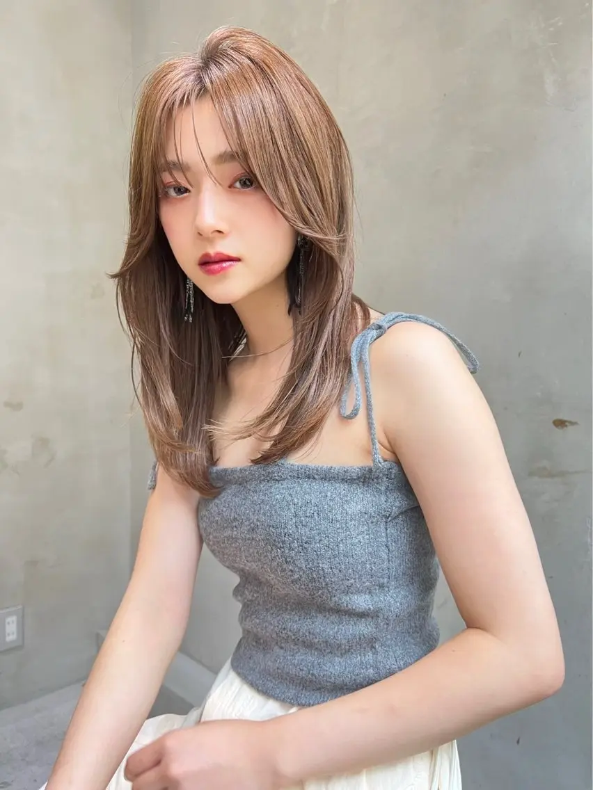 ミディアム カラー ヘアアレンジ ヘアカラー トリートメント 菅宮 皐のヘアスタイル