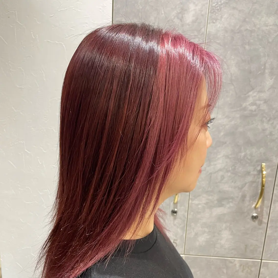 セミロング カラー ミストバング  フェイスフレーミング カット ヘアカラー トリートメント 顔まわり/インナー カラー/　syuriのヘアスタイル