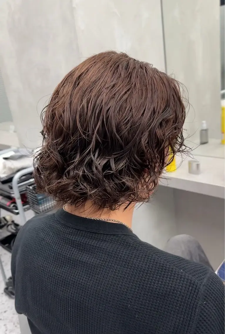 ショート カラー パーマ メンズ特化／ツイスパ ／波巻き／松本真生のヘアスタイル