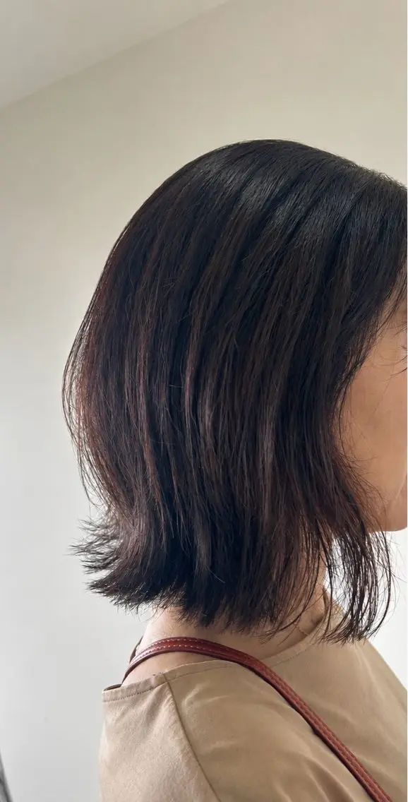ショート ワンレンボブ ボブレイヤー ボブ レイヤーカット カット ヘアカラー トリートメント 末廣 結音のヘアスタイル