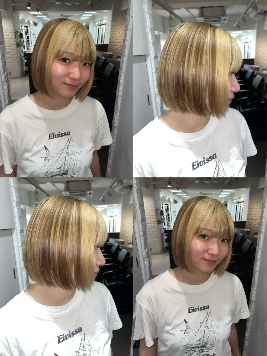 ミディアム カラー ハイトーンカラー カット ヘアカラー トリートメント ヘッドスパ 💘赤み消し盛れる モテカラー👑リノのヘアスタイル