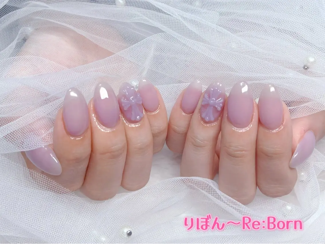 ミディアム ハンドネイル りぼん Re:Bonrのネイルデザイン