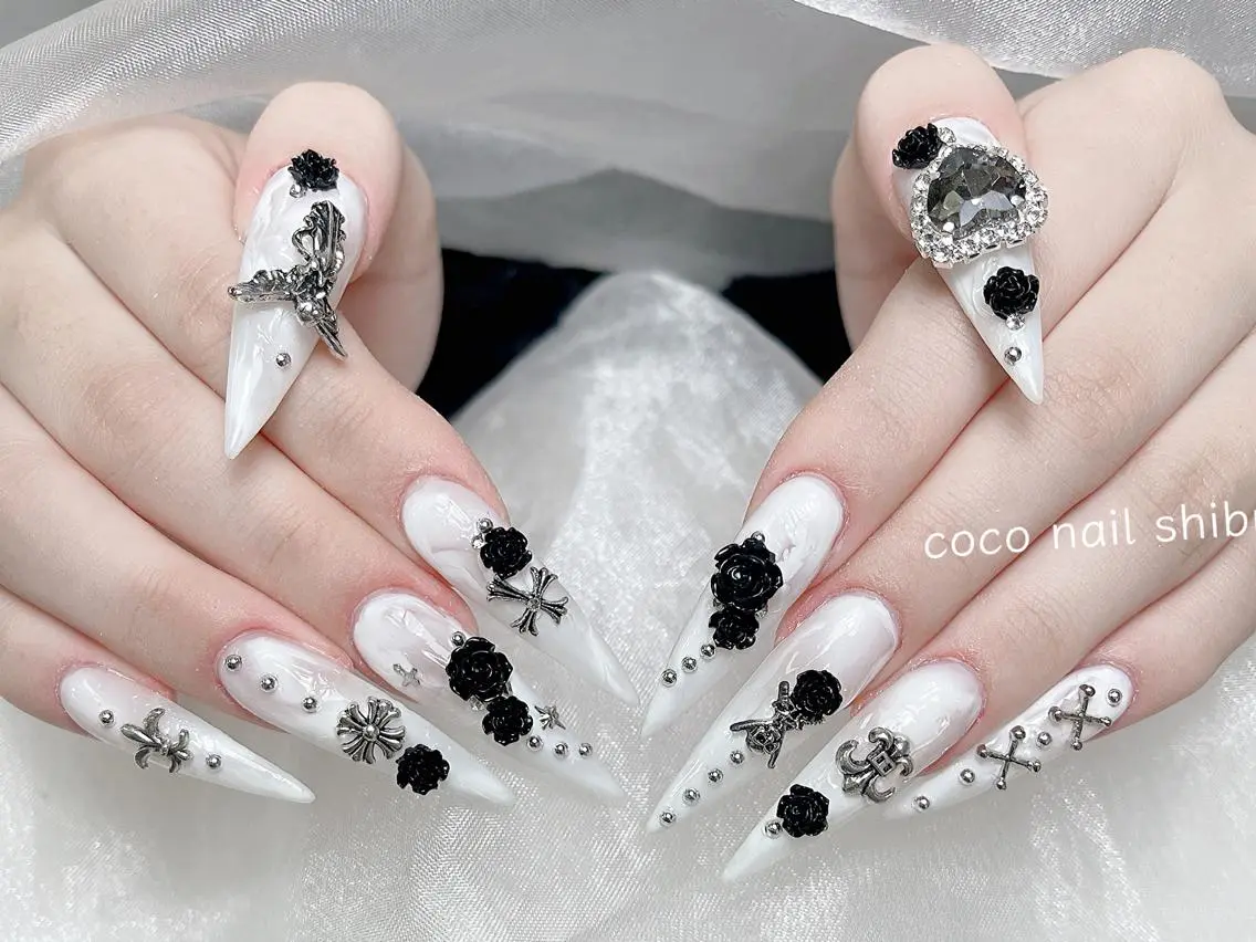 ネイル 成人式 大理石ネイル(マーブル) リボン 夏ネイル ネイルチップ ハンドネイル Min Coco nailのネイルデザイン