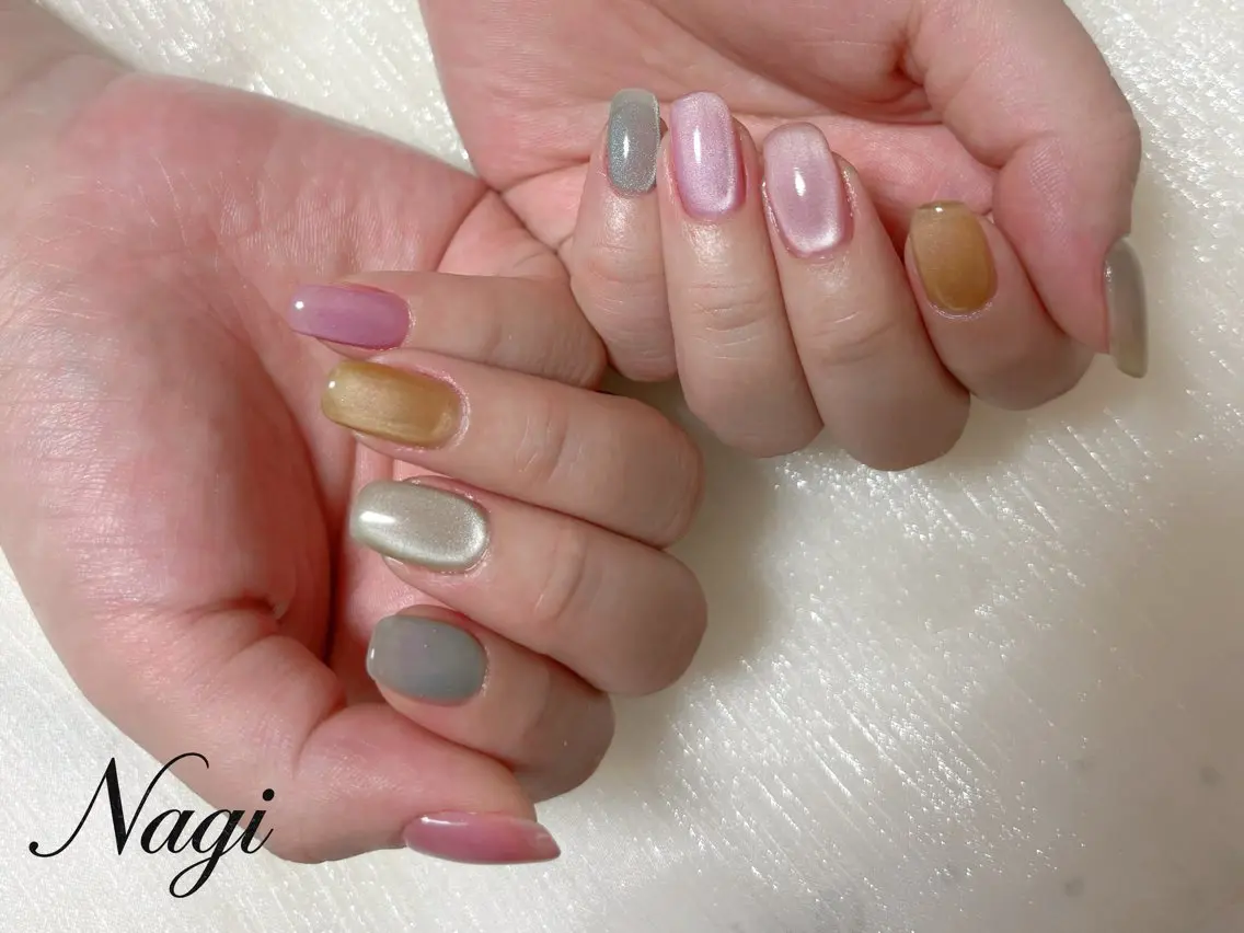 ネイル 氷ネイル・うるうるネイル マグネットネイル ハンドネイル Nagi Nail 本山のネイルデザイン