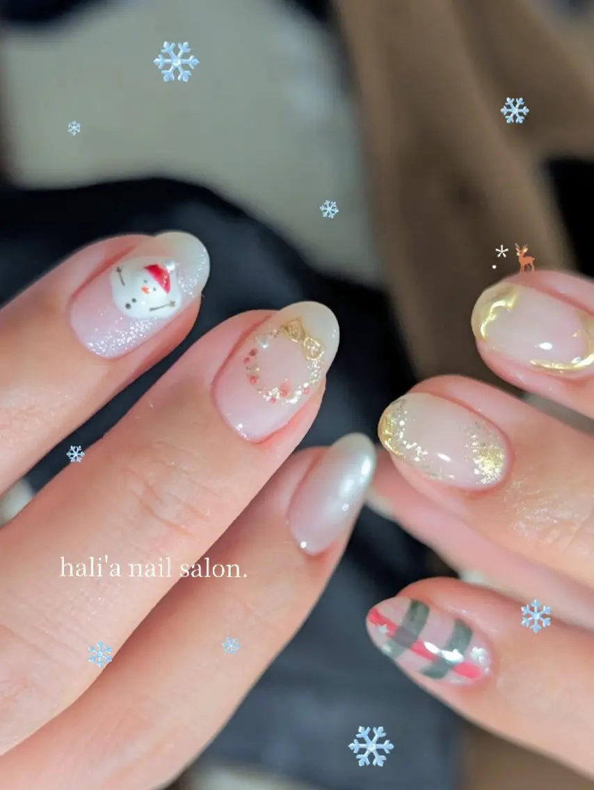 ネイル 冬ネイル クリスマス ハンドネイル hali’a nailのネイルデザイン
