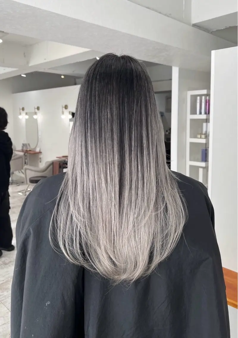 ロング カラー バレイヤージュ シルバー ホワイトシルバー レイヤーカット 指名数No.1 /NAOYAのヘアスタイル
