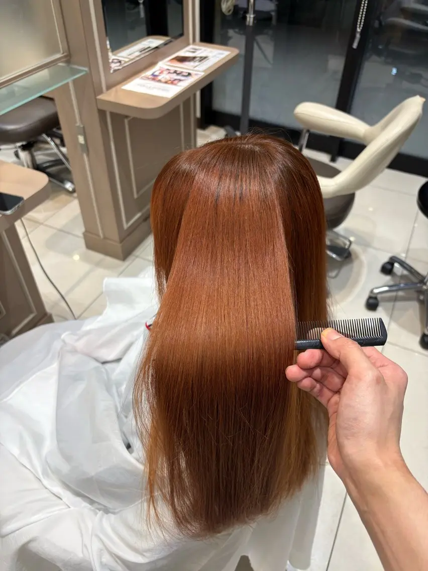 ロング カラー ブリーチ オレンジ ヘアカラー メンズパーマ 渡辺将功のヘアスタイル