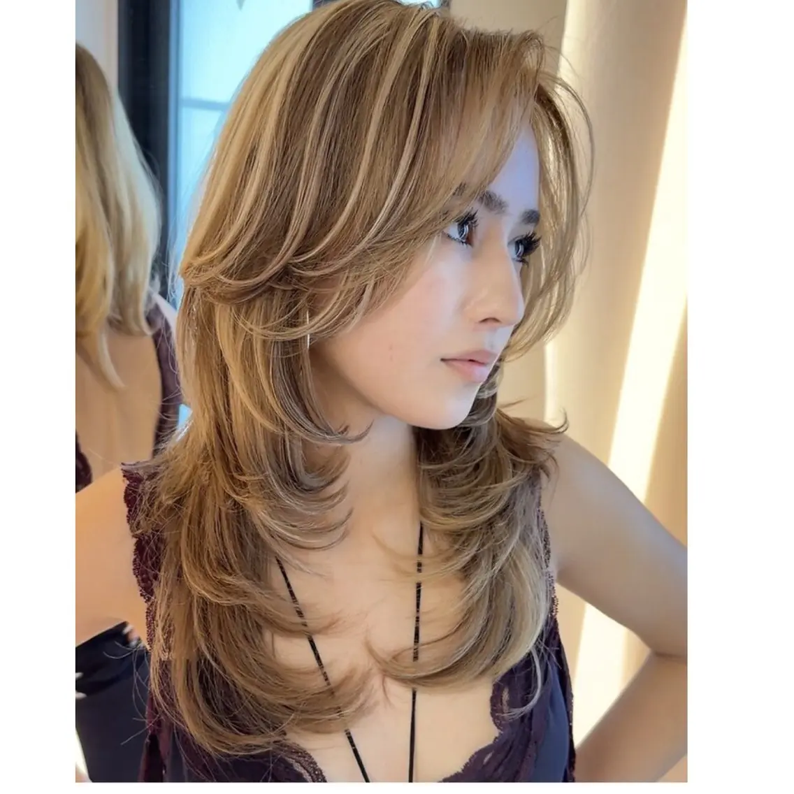 セミロング シールエクステ エクステ 顔周りカット ハイライト レイヤーカット 大阪梅田/レイヤー/ ハイライト/yuuのヘアスタイル