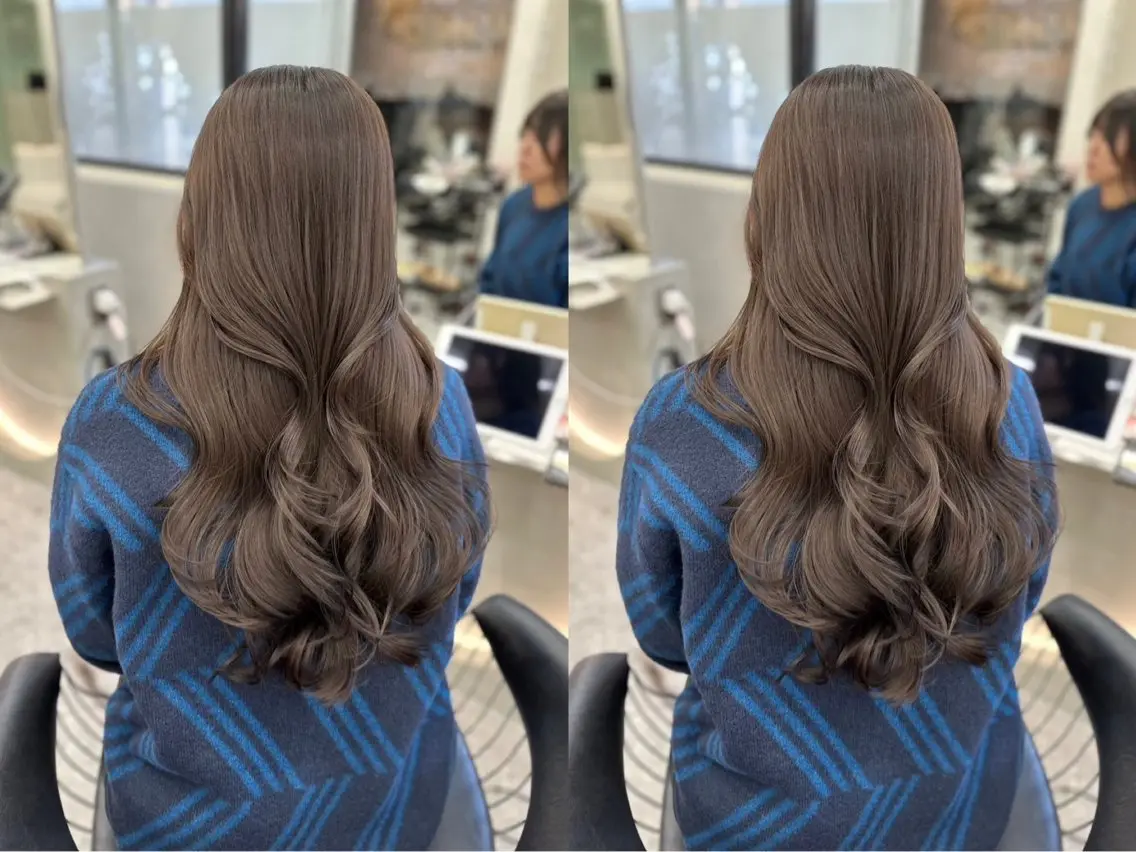 セミロング カラー 髪質改善 レイヤーカット 縮毛矯正 【博多髪質改善】 吉村　清志のヘアスタイル