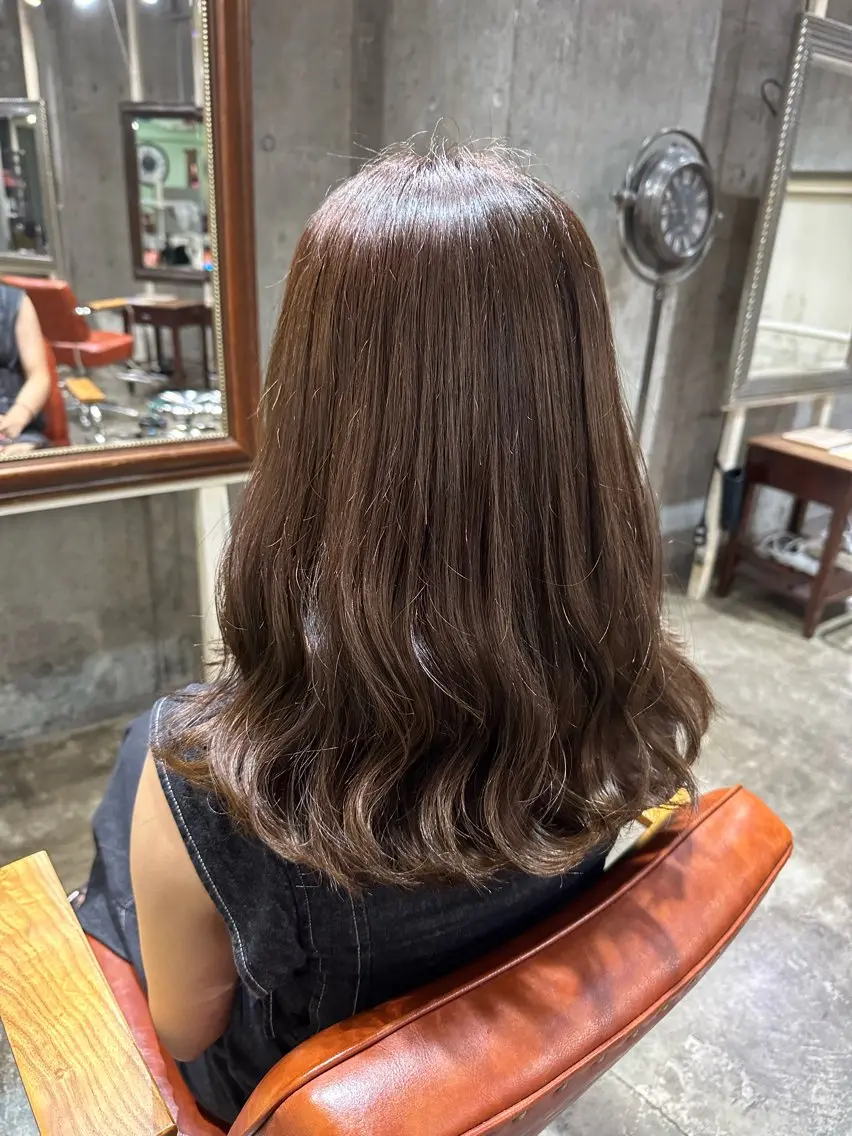 セミロング 🔥コテ巻き風 ボブパーマ🔥のヘアスタイル