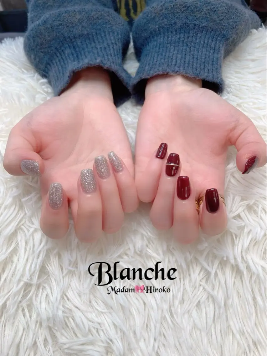 ネイル ボルドー フラッシュネイル Lianネイル 寛子Lianのネイルデザイン