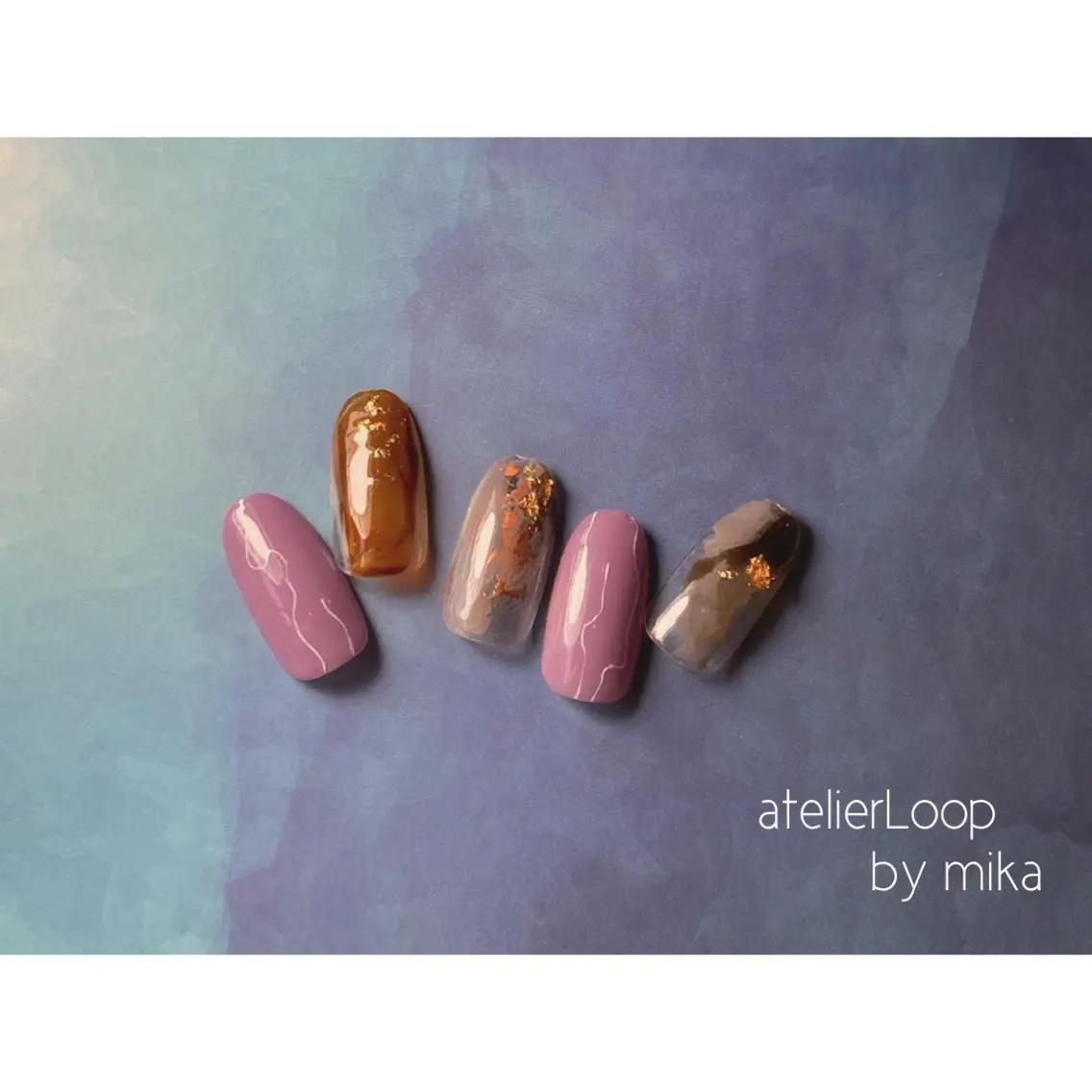 ネイル ブラウン オレンジ atelier Loop♪MIKAのネイルデザイン