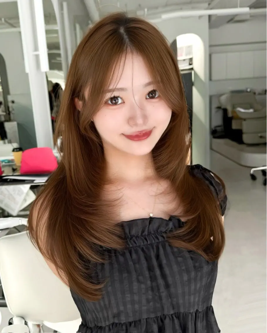 ロング カラー カット ヘアカラー トリートメント 韓国ヘア　紗希 🦋のヘアスタイル