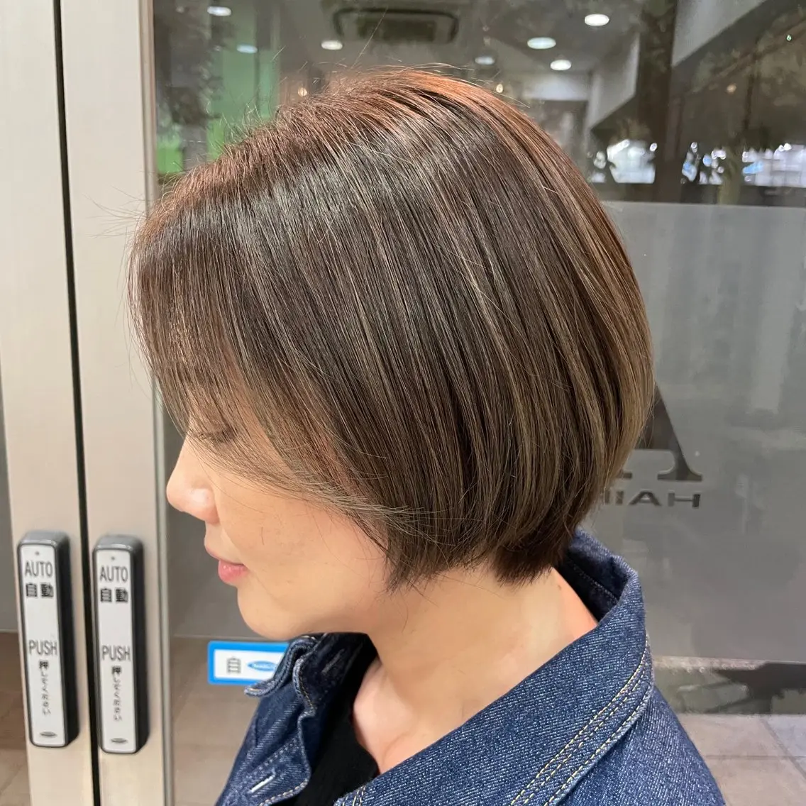 ショート カラー メンズ ショートボブ メンズハイライト 丸みショート グレージュ ハイライトカラー カット 縮毛矯正 トリートメント 🦋髪質改善 今宮梨沙🦋のヘアスタイル