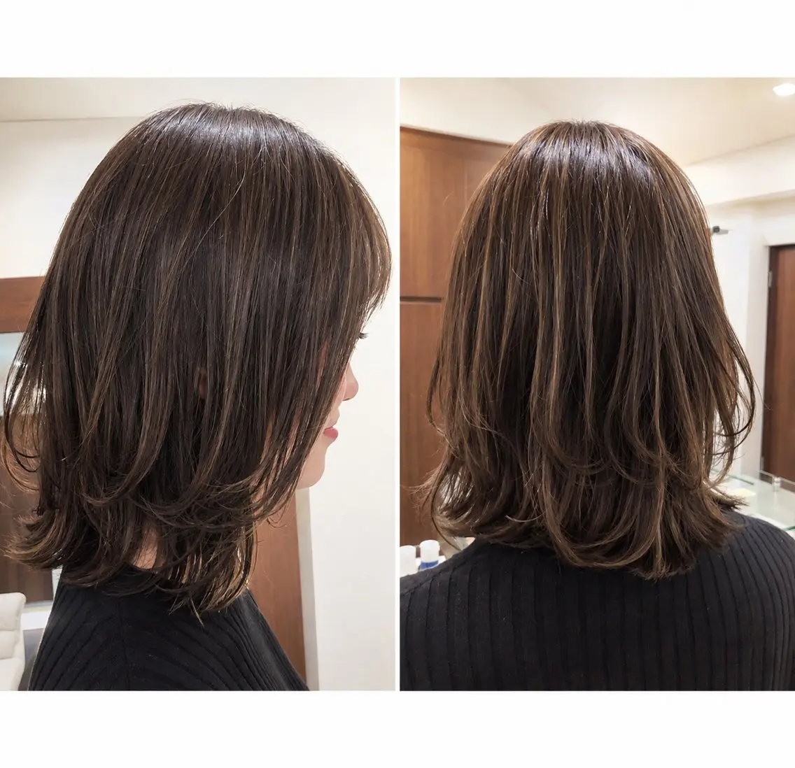 ミディアム レイヤーカット 外ハネヘア 髙木 みのりのヘアスタイル