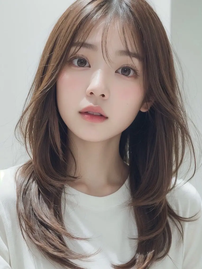 セミロング くびれヘア ヨシンモリ 韓国風ヘア レイヤーカット 似合わせカット カット ヘアカラー トリートメント ヘッドスパ ヘアセット 藤田大夢 /liberte高崎のヘアスタイル