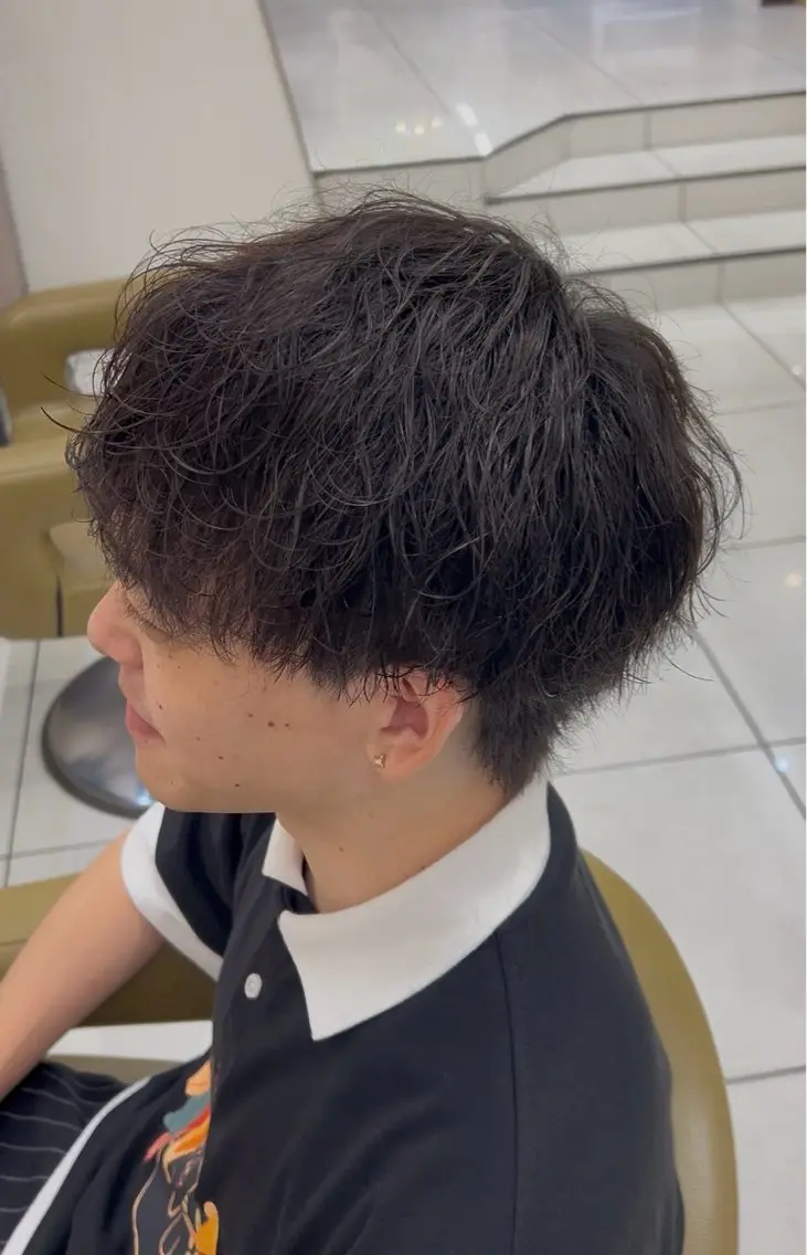 ミディアム パーマ メンズ ミディアムパーマ メンズパーマ カット パーマ 星加 理希のヘアスタイル