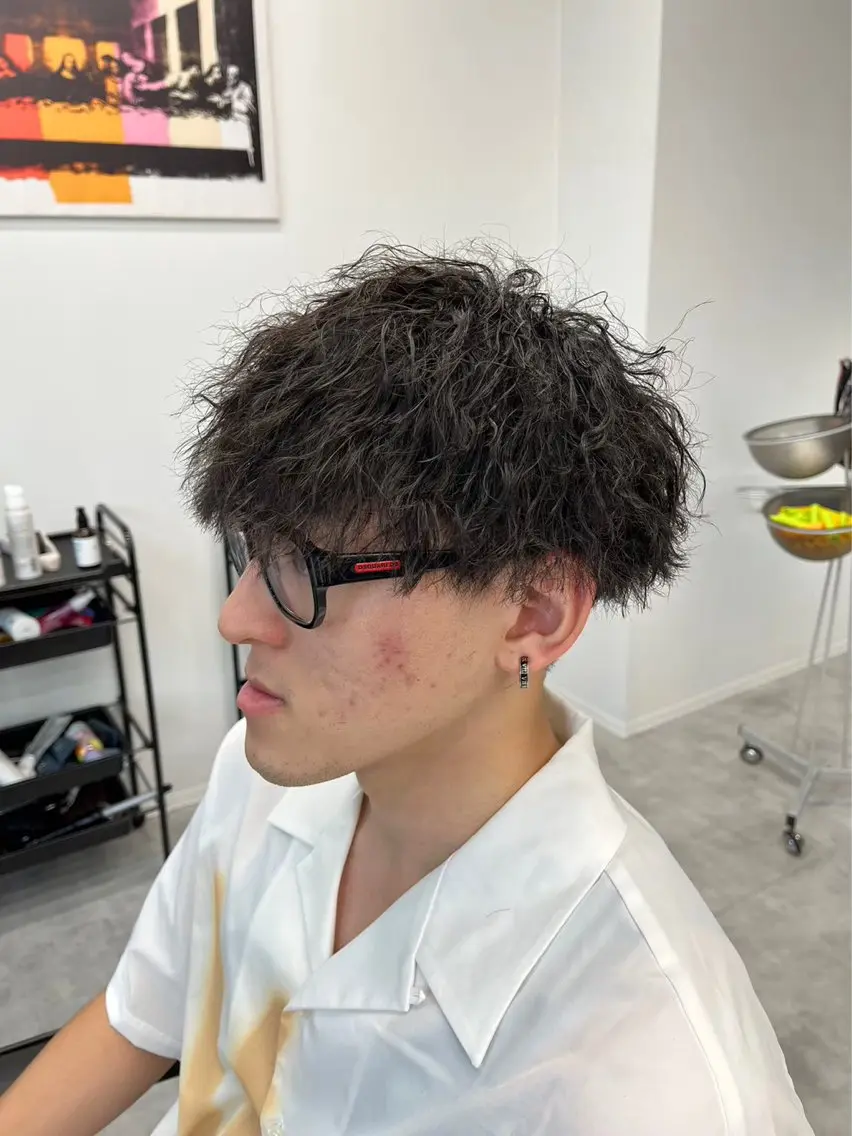 ショート パーマ メンズ カット パーマ メンズパーマ/新潟/ 万代/田崎亮🌟のヘアスタイル