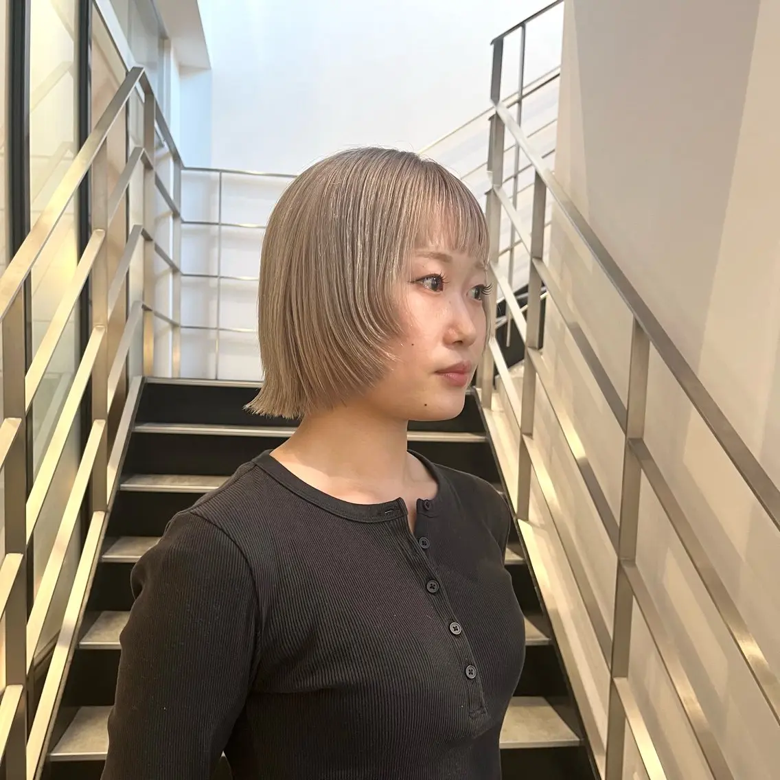 ミディアム カラー カット ヘアカラー トリートメント ボブ/レイヤー/ ハッシュカット/河内のヘアスタイル