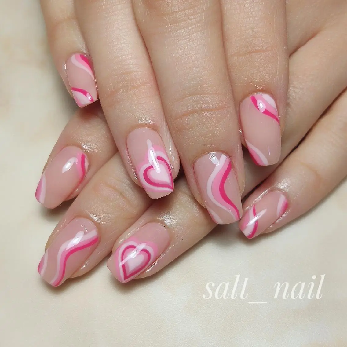 ネイル ハート ハンドネイル 個人サロン saltnailのネイルデザイン