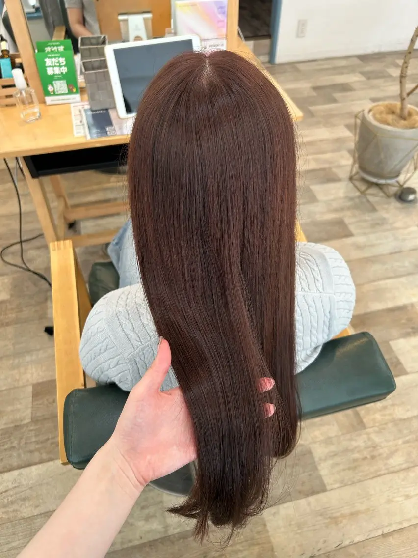 カラー ブリーチ ブラウンカラー ブリーチなしカラー ピンクカラー カット ヘアカラー 青木 優雅のヘアスタイル
