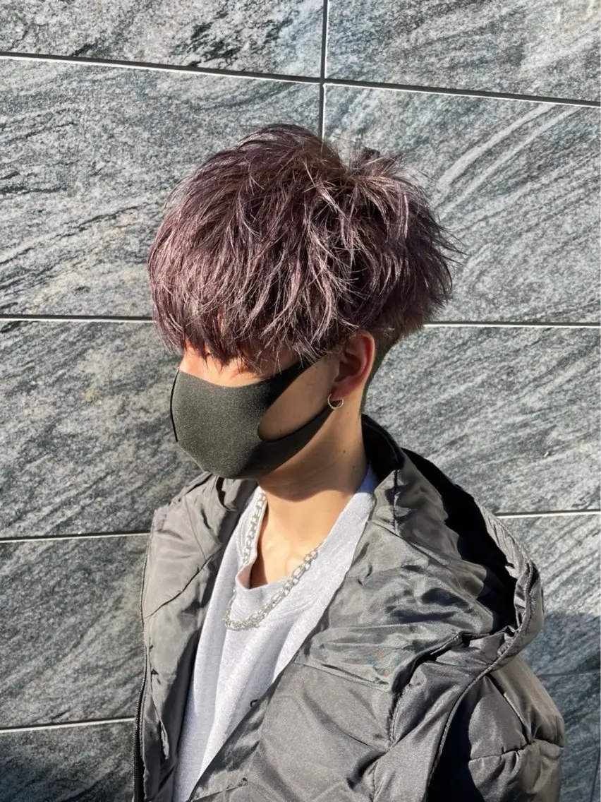 ショート カラー メンズ ベージュカラー ピンクカラー ピンクベージュ クラシックスタイル 💈鈴木洵誠のヘアスタイル