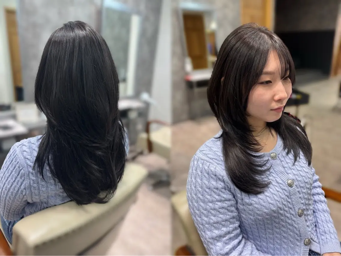 セミロング カット ヘアカラー MIHO 海外風レイヤーのヘアスタイル
