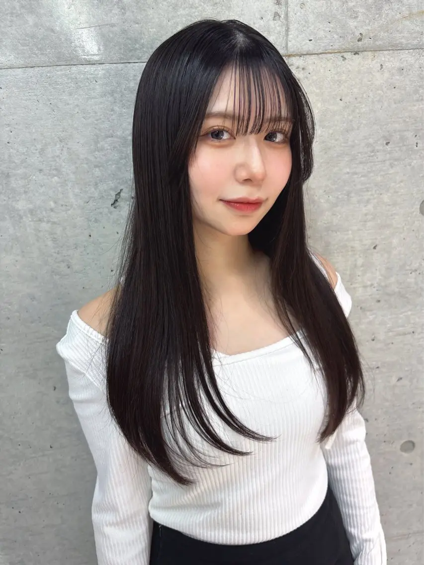 ロング 縮毛矯正 トリートメント 福岡縮毛矯正✨️ ストレート 向井和輝のヘアスタイル