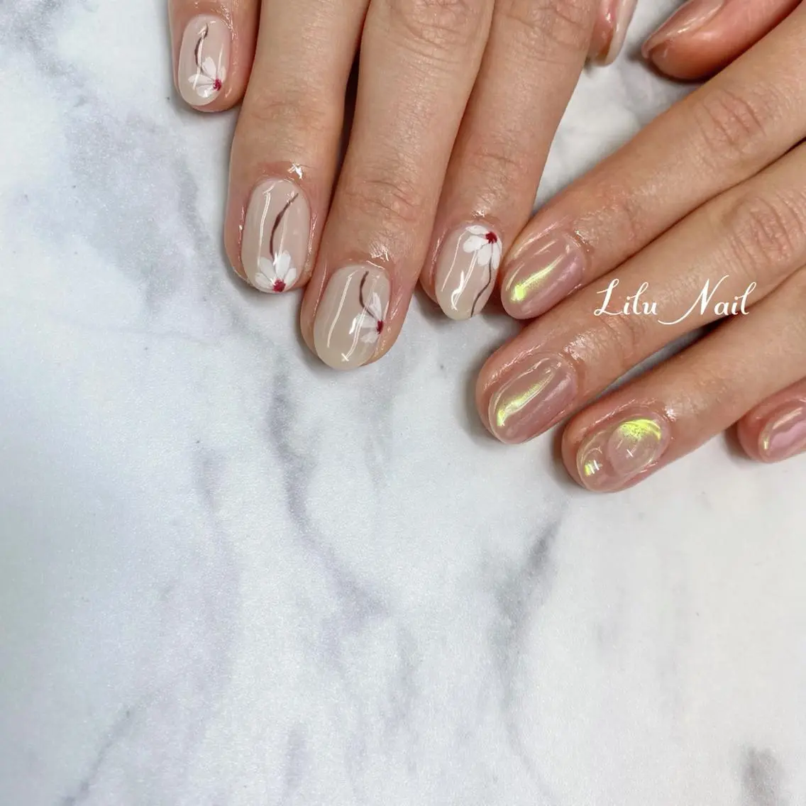ネイル ニュアンスネイル モチの良さ◉ フィルインネイル♡のネイルデザイン