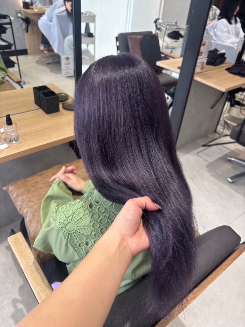 ロング カラー ラベンダーカラー ヘアカラー konomi∗*ﾟ /暖色🍇/縮毛矯正のヘアスタイル