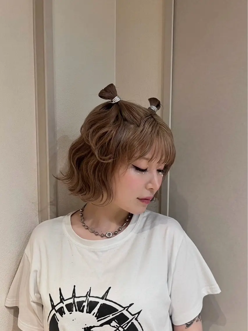 ショート ヘアアレンジ ボブ kayo吉祥寺ブリー チモデル募集中✨のヘアスタイル