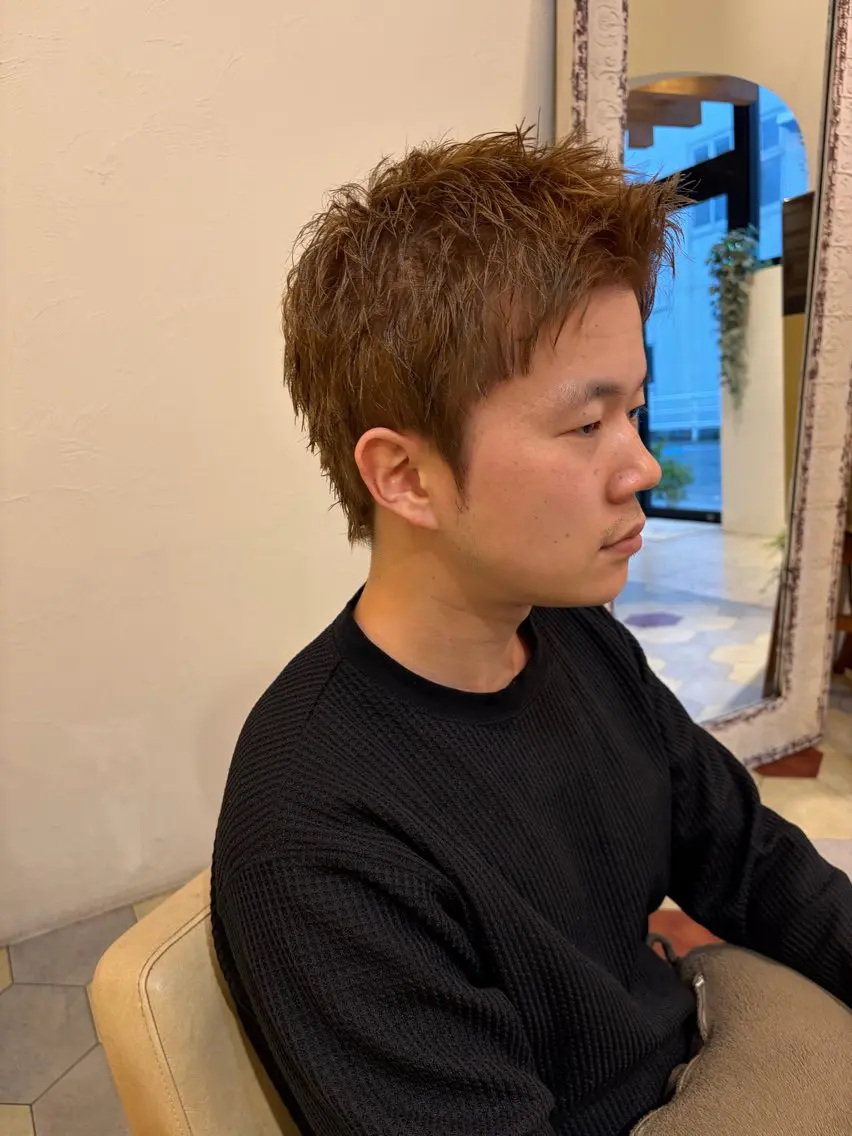 ショート カラー メンズ カット 菊池大一 溝の口パーマのヘアスタイル