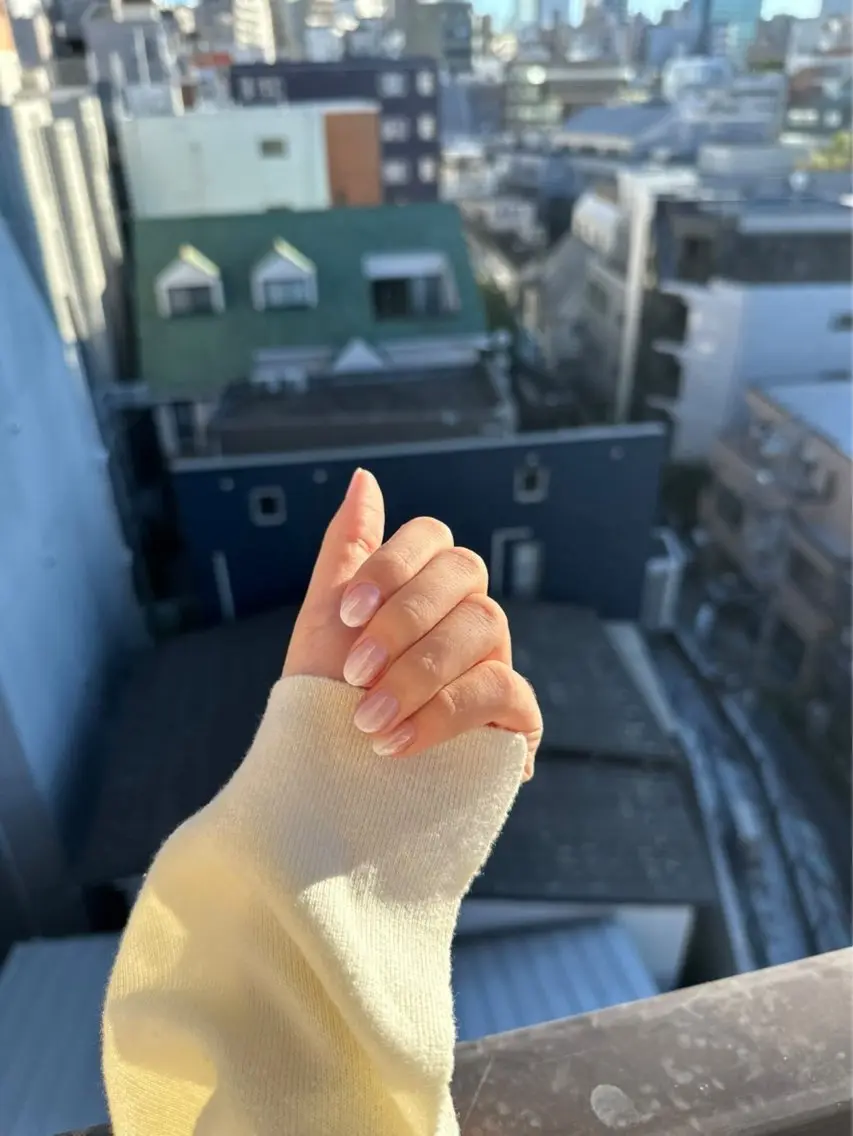 ネイル アートネイル オーロラネイル クリアネイル 長さ出し フレンチネイル 原田 梨香のネイルデザイン