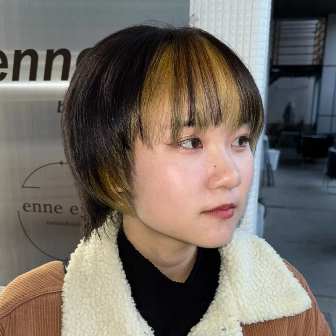 前髪ブリーチ+ワンカラーの写真
