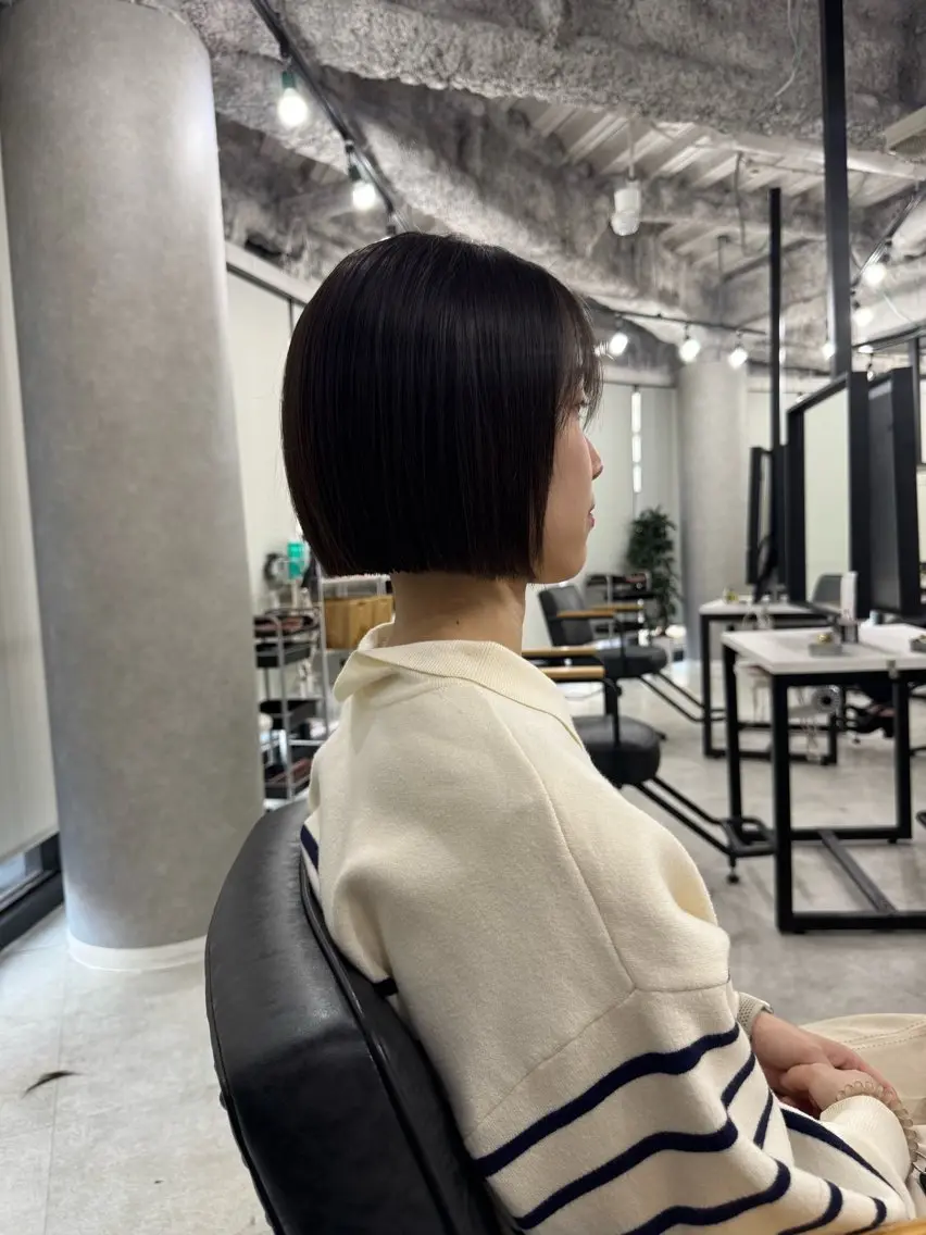ショート 切りっぱなしボブ ボブ 無料カットモデル/ 梅田🌱さかそ。のヘアスタイル