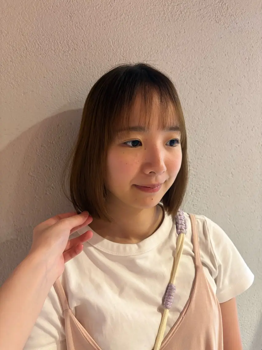 ショート ボブ カット 縮毛矯正 Keina/レイヤー /透明感カラー🎀のヘアスタイル