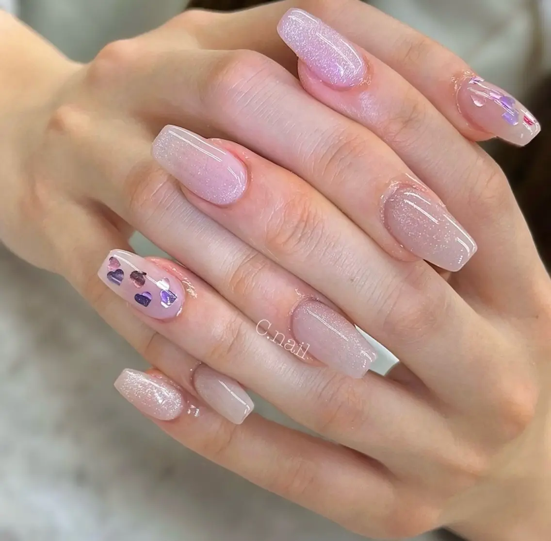 ネイル フラッシュネイル フットネイル ハート 氷ネイル・うるうるネイル キラキラネイル C.Nail &Eyeのネイルデザイン