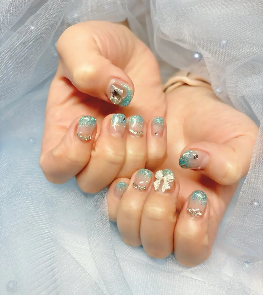 ネイル ブルー ハンドネイル Nail Salon macherieのネイルデザイン