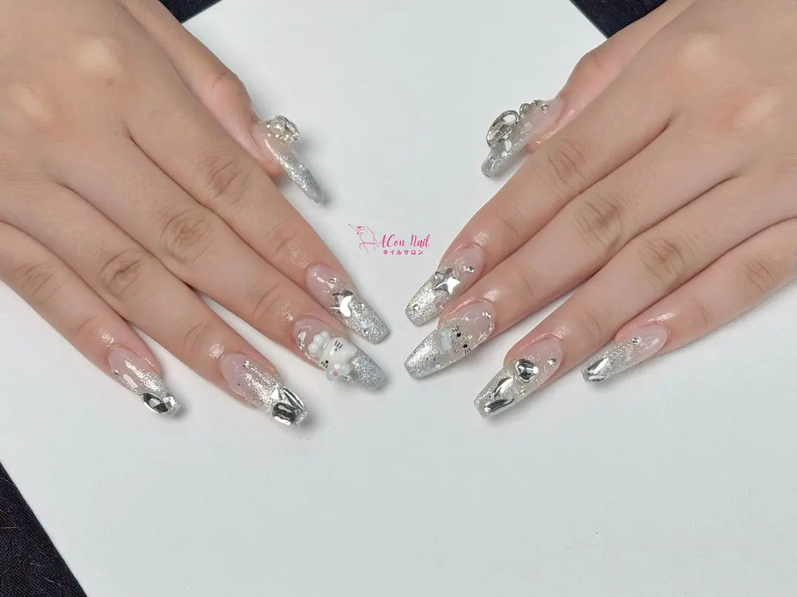 ネイル 桜ネイル 長さ出し フラワーネイル フレンチネイル ジェルネイル ハンドネイル ACon NailSalonのネイルデザイン