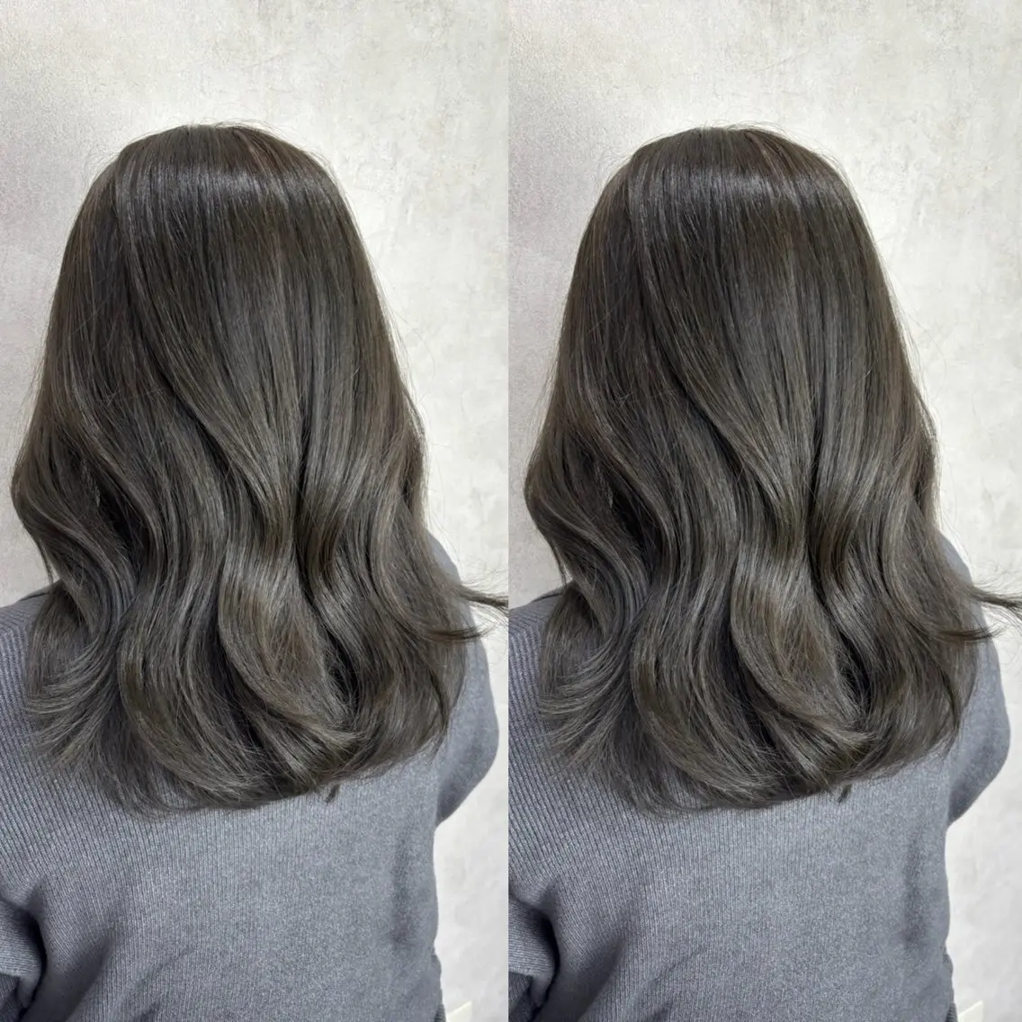 セミロング カラー アッシュ アッシュグレー アッシュグレージュ グレージュ ヘアカラー Rin♡透明感ピンク 🎀白肌ラベンダーのヘアスタイル