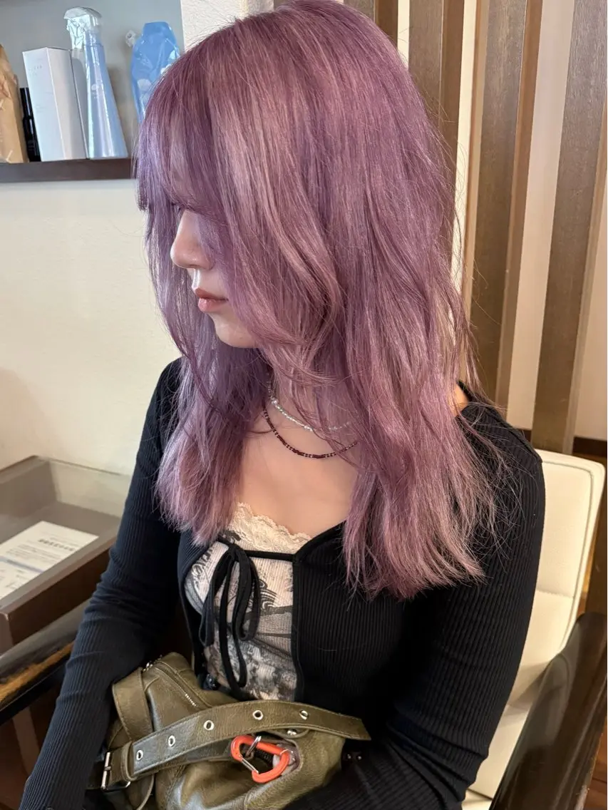 ミディアム カラー ラベンダーカラー ラベンダーピンク ピンクカラー カット ヘアカラー トリートメント 田室 和幸のヘアスタイル