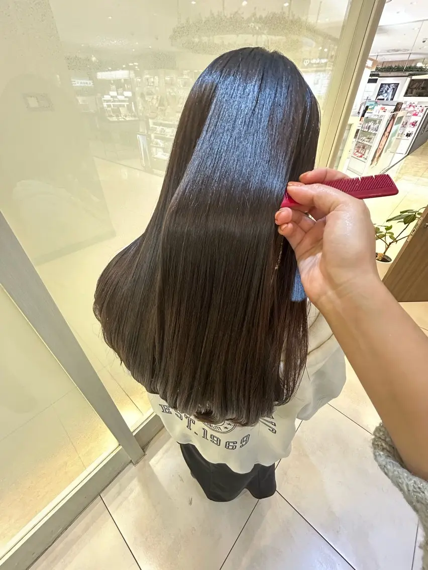 ロング パーマ カット 縮毛矯正 トリートメント 縮毛矯正/髪質改善/ 艶髪ササキナツミのヘアスタイル
