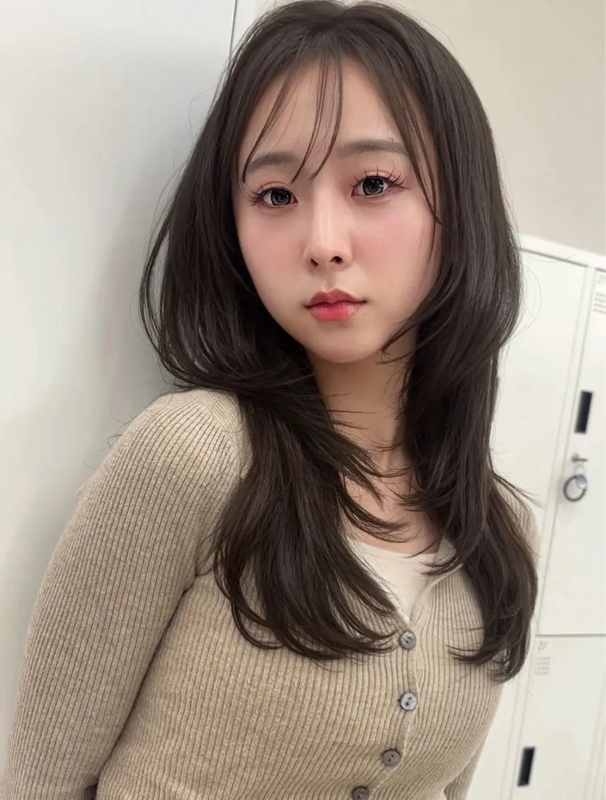 ロング 韓国風レイヤーカット 松葉翔のヘアスタイル